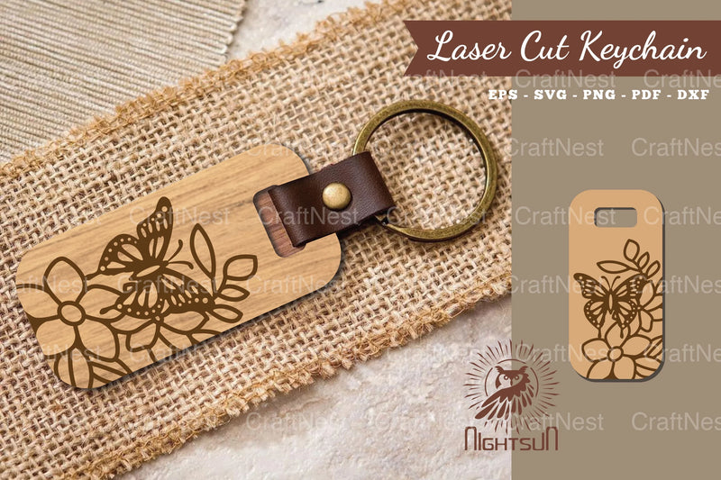 Floral Butterfly Laser Cut Keychain Design Bundle - CraftNest - Digital Crafting and Art