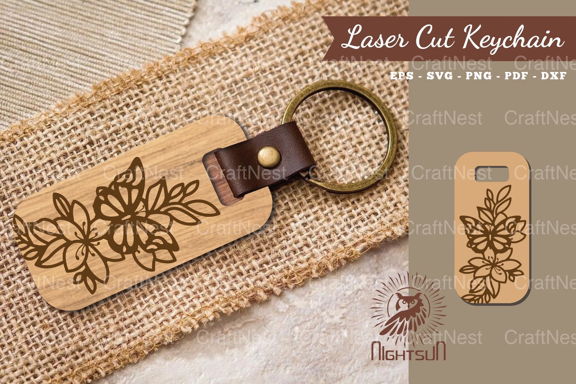 Floral Butterfly Laser Cut Keychain Design Bundle - CraftNest - Digital Crafting and Art