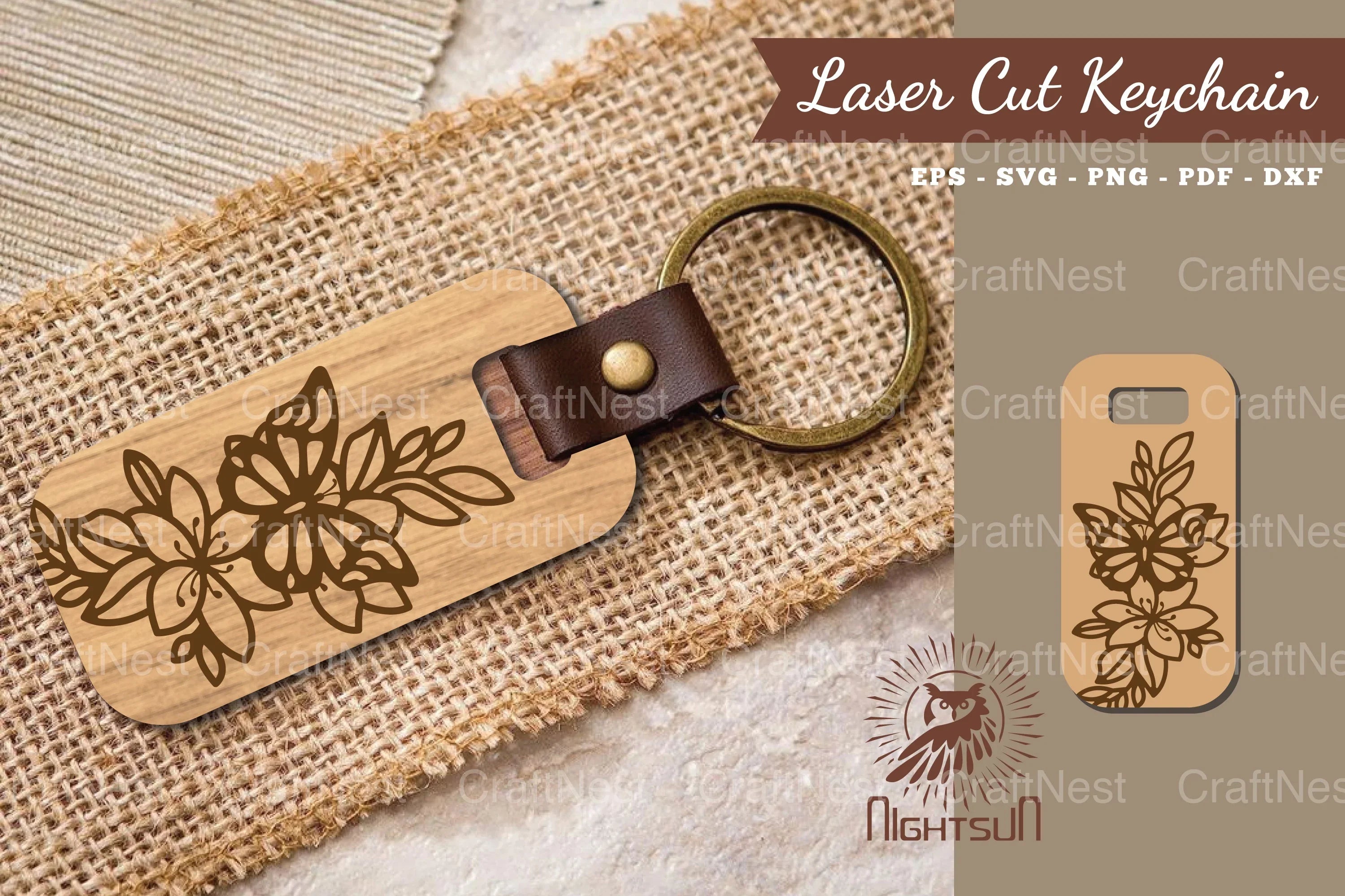 Floral Butterfly Laser Cut Keychain Design Bundle - CraftNest - Digital Crafting and Art