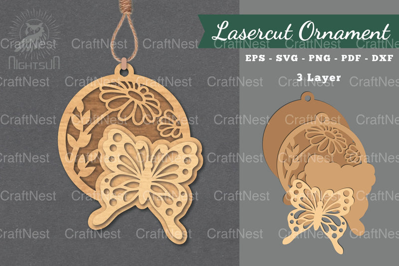 Floral Butterfly Laser Cut Ornament Clipart Bundle - CraftNest - Digital Crafting and Art