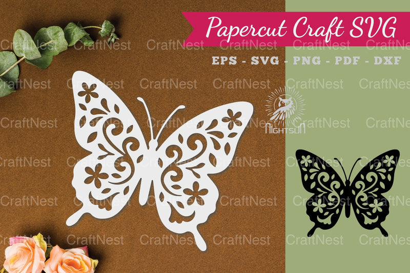 Floral Butterfly Paper Cut Clipart Bundle - CraftNest - Digital Crafting and Art