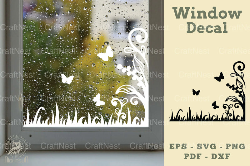 Floral Butterfly Window Decal Clipart Bundle - CraftNest - Digital Crafting and Art