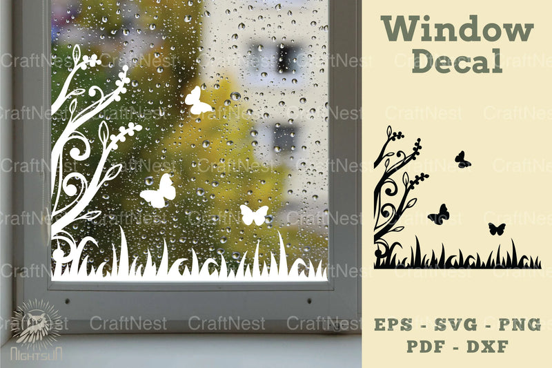 Floral Butterfly Window Decal Clipart Bundle - CraftNest - Digital Crafting and Art