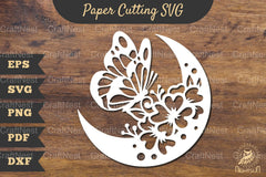 Floral Butterfly and Moon Papercut Clipart Bundle - CraftNest - Digital Crafting and Art