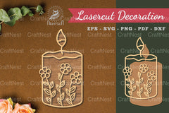 Floral Candle Laser Cut Decoration Clipart Bundle - CraftNest - Digital Crafting and Art