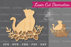 Floral Cat Laser Cut Decoration Clipart Bundle - CraftNest - Digital Crafting and Art