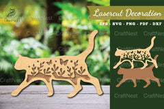 Floral Cat Laser Cut Decoration Clipart Bundle - CraftNest - Digital Crafting and Art