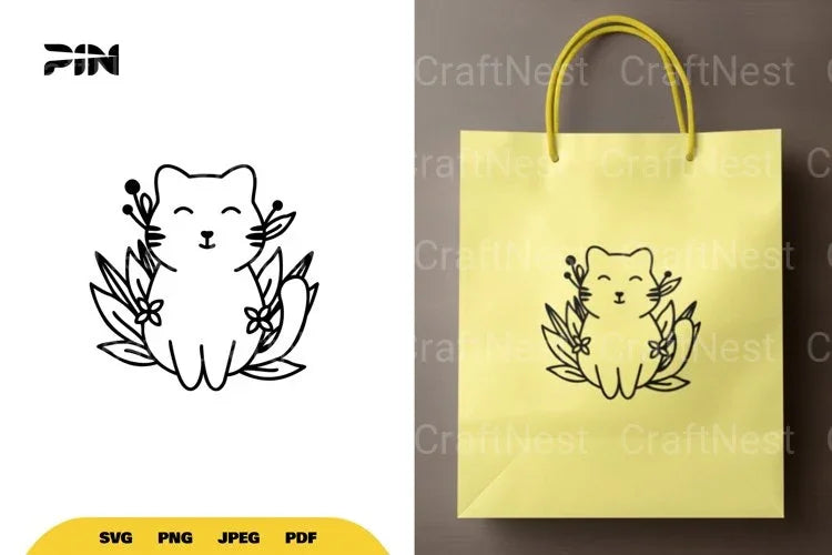 Floral Cat SVG Bundle - CraftNest - Digital Crafting and Art