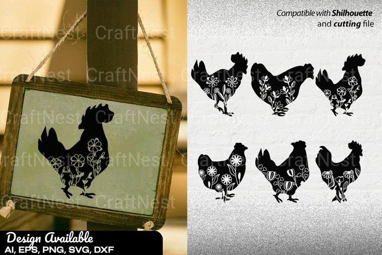 Floral Chicken Farmhouse SVG Bundle - CraftNest - Digital Crafting and Art