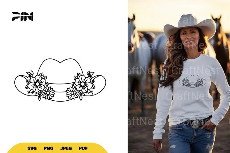 Floral Cowboy Hat SVG Bundle - CraftNest - Digital Crafting and Art