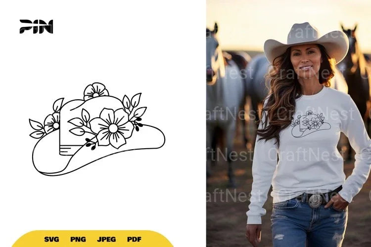 Floral Cowboy Hat SVG Bundle - CraftNest - Digital Crafting and Art