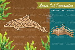 Floral Dolphin Laser Cut Decoration Clipart Bundle - CraftNest - Digital Crafting and Art