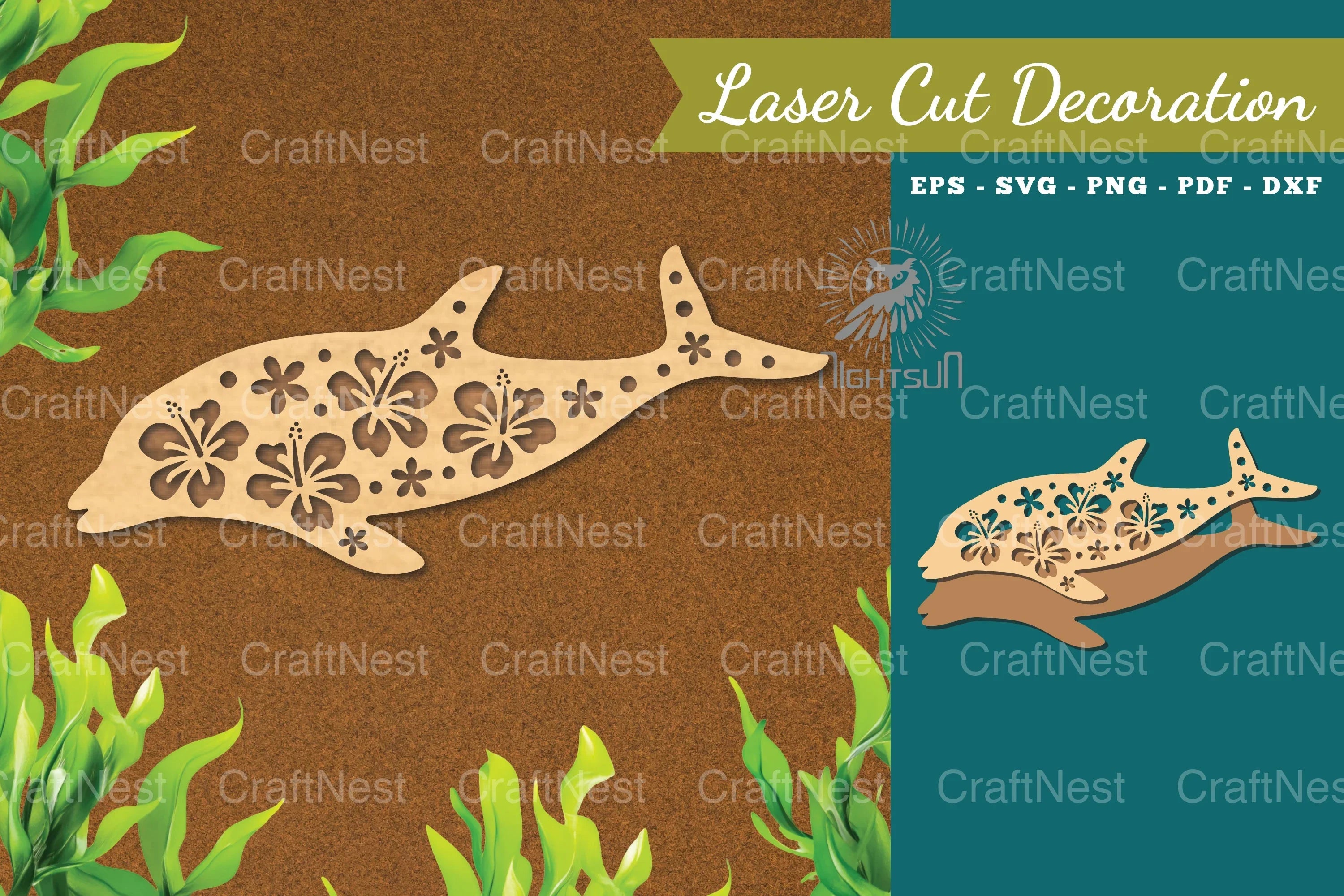 Floral Dolphin Laser Cut Decoration Clipart Bundle - CraftNest - Digital Crafting and Art