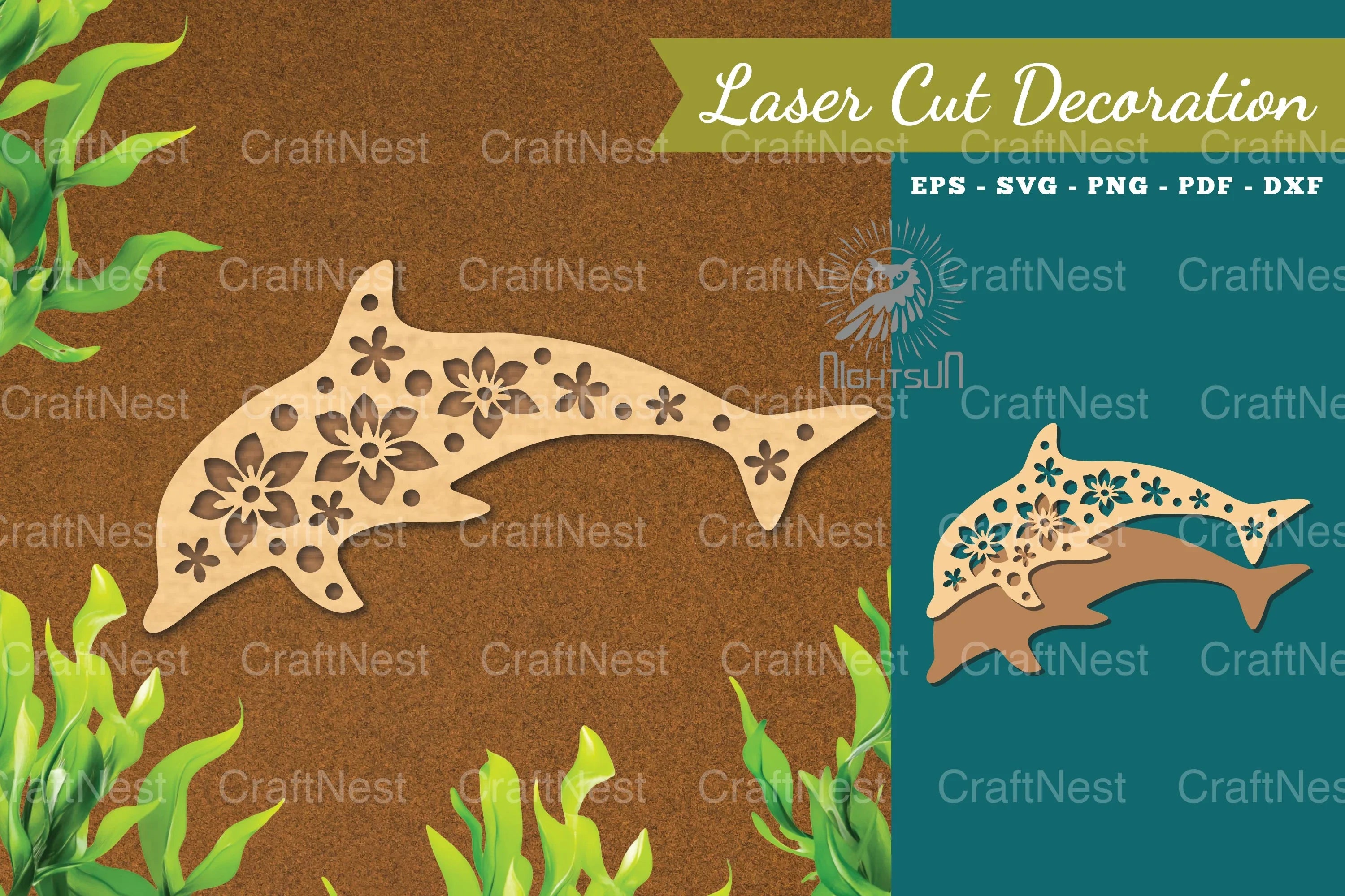 Floral Dolphin Laser Cut Decoration Clipart Bundle - CraftNest - Digital Crafting and Art
