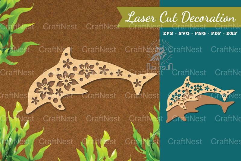 Floral Dolphin Laser Cut Decoration Clipart Bundle - CraftNest - Digital Crafting and Art
