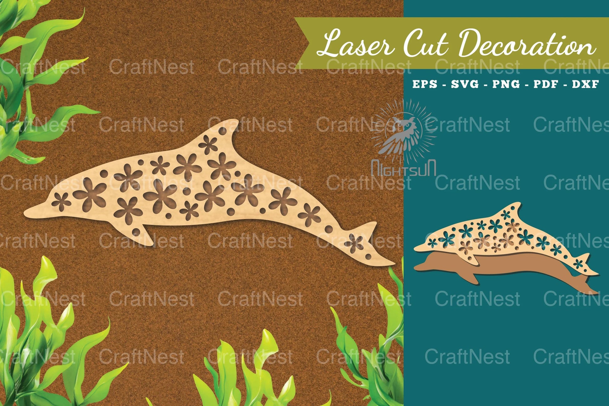 Floral Dolphin Laser Cut Decoration Clipart Bundle - CraftNest - Digital Crafting and Art