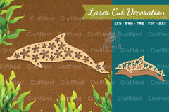 Floral Dolphin Laser Cut Decoration Clipart Bundle - CraftNest - Digital Crafting and Art