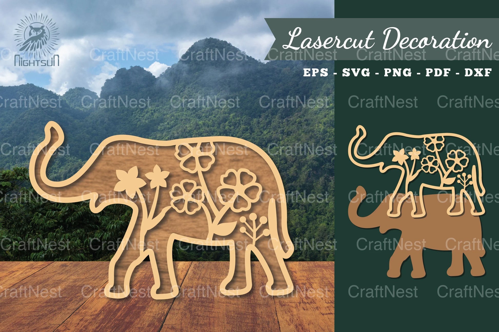 Floral Elephant Laser Cut Decoration Clipart Bundle - CraftNest - Digital Crafting and Art