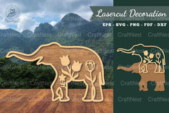 Floral Elephant Laser Cut Decoration Bundle - CraftNest - Digital Crafting and Art