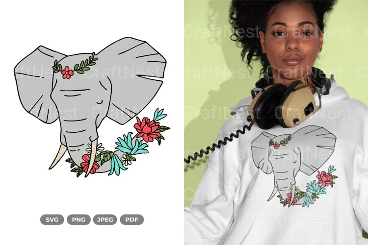Floral Elephant Beauty Animal Clipart Bundle - CraftNest - Digital Crafting and Art
