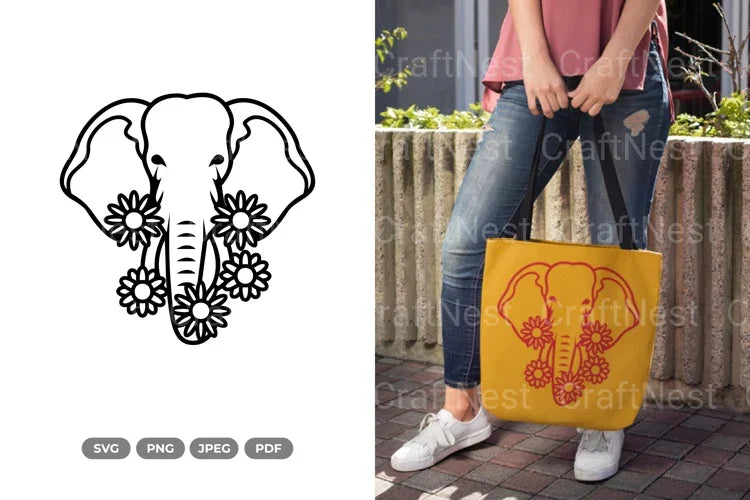 Floral Elephant Beauty Animal SVG Bundle - CraftNest - Digital Crafting and Art