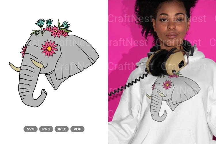 Floral Elephant Beauty Animal Clipart Bundle - CraftNest - Digital Crafting and Art