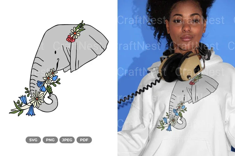 Floral Elephant Beauty Animal Clipart Bundle - CraftNest - Digital Crafting and Art