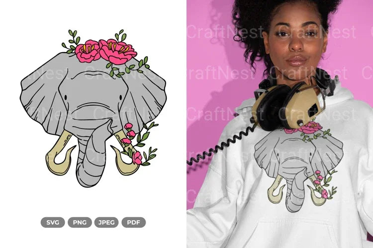 Floral Elephant Beauty Animal Clipart Bundle - CraftNest - Digital Crafting and Art
