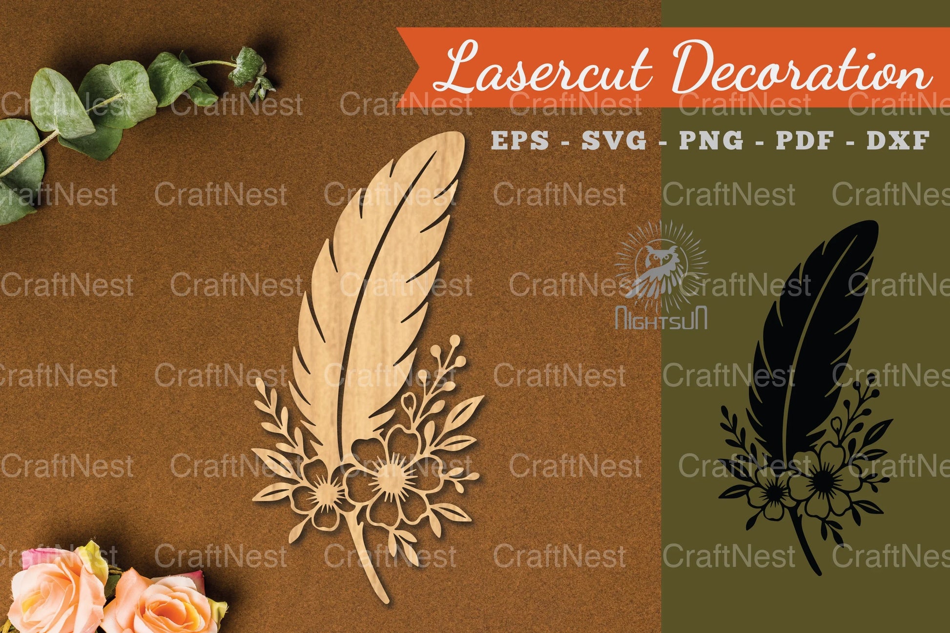 Floral Feather Lasercut Decoration Clipart Bundle - CraftNest - Digital Crafting and Art