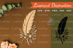 Floral Feather Lasercut Decoration Clipart Bundle - CraftNest - Digital Crafting and Art
