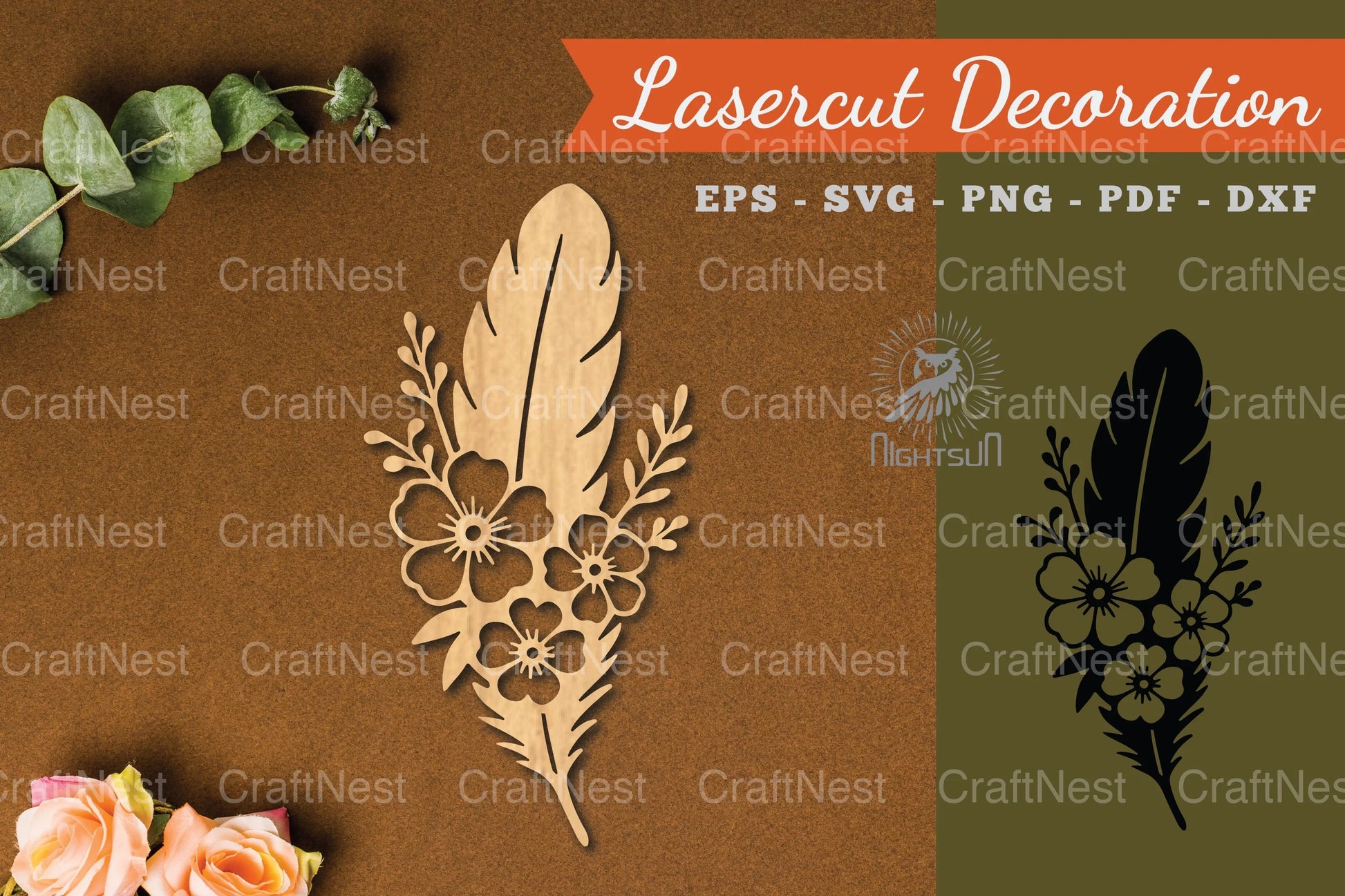 Floral Feather Lasercut Decoration Clipart Bundle - CraftNest - Digital Crafting and Art