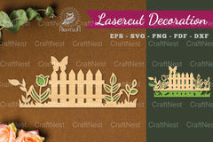 Floral Fence Laser Cut Decoration Clipart Bundle - CraftNest - Digital Crafting and Art