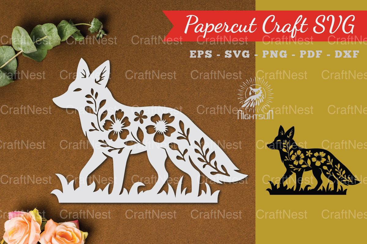 Shop Fox File Floral Fox Paper Cut SVG Bundle