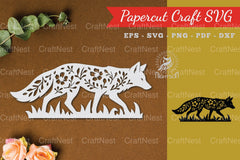 Floral Fox Paper Cut SVG Bundle - CraftNest - Digital Crafting and Art
