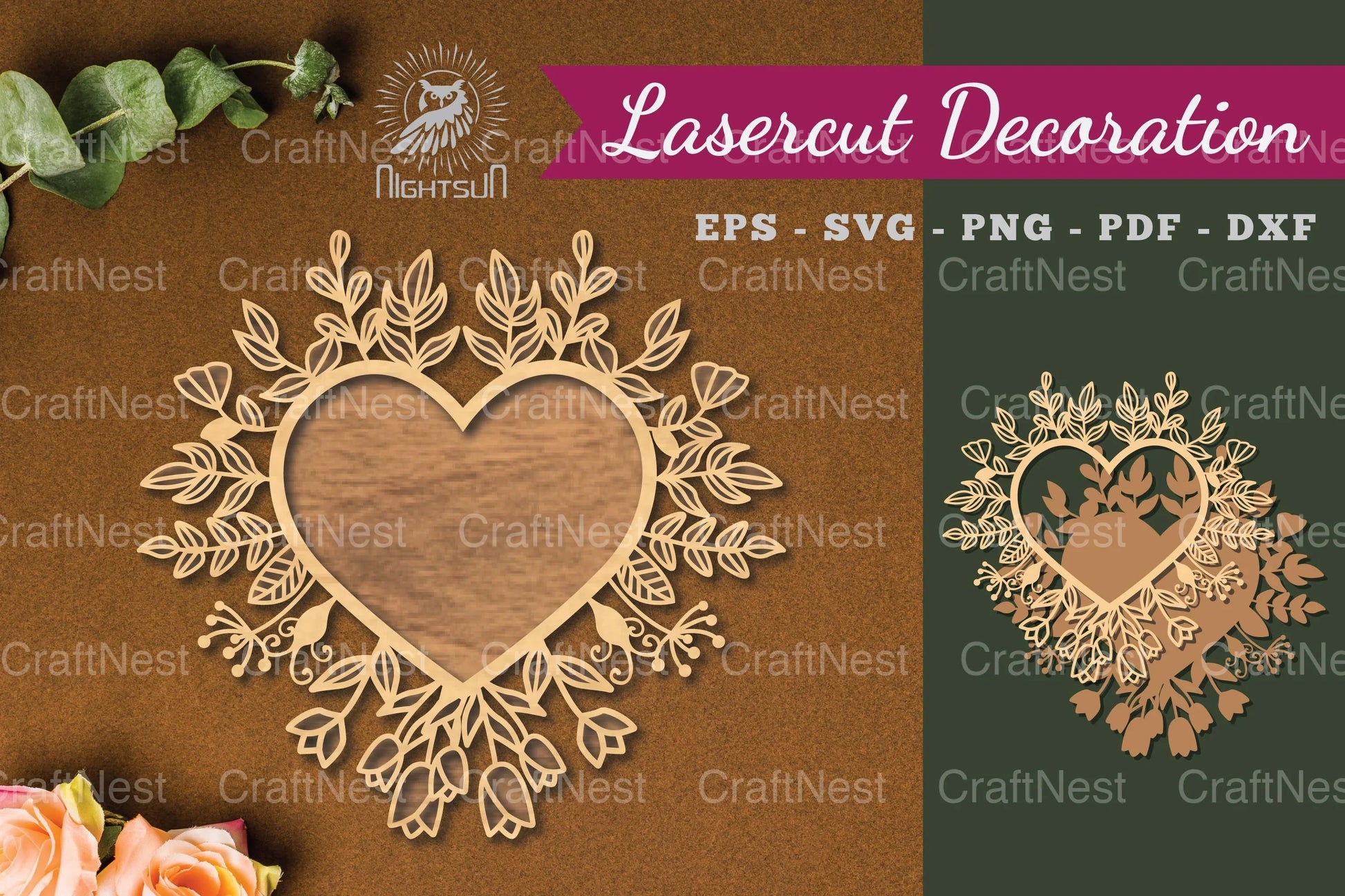 Floral Heart Laser Cut Decoration Clipart Bundle - CraftNest - Digital Crafting and Art