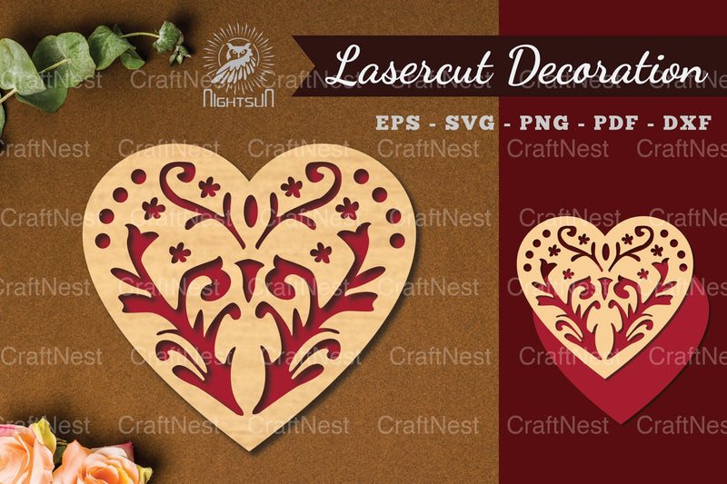 Floral Heart Laser Cut Decoration Clipart Bundle - CraftNest - Digital Crafting and Art