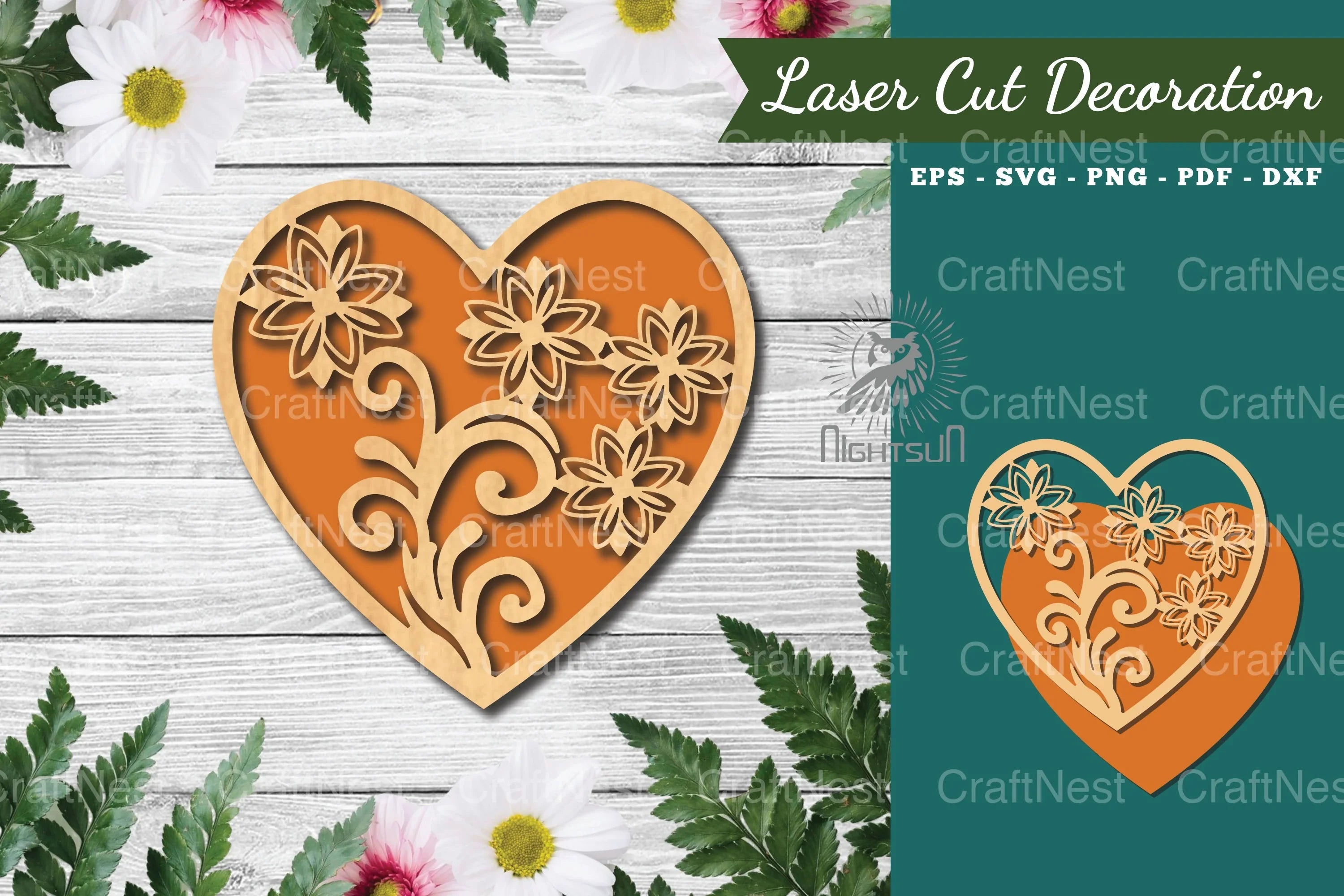 Floral Heart Laser Cut Decoration Clipart Bundle - CraftNest - Digital Crafting and Art