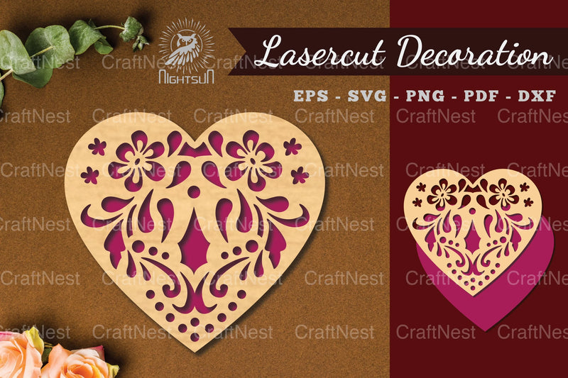 Floral Heart Laser Cut Decoration Clipart Bundle - CraftNest - Digital Crafting and Art