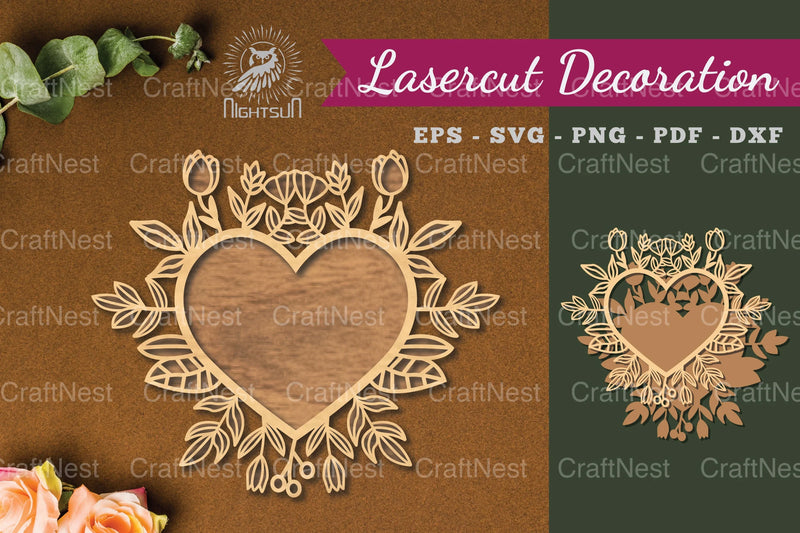 Floral Heart Laser Cut Decoration Clipart Bundle - CraftNest - Digital Crafting and Art