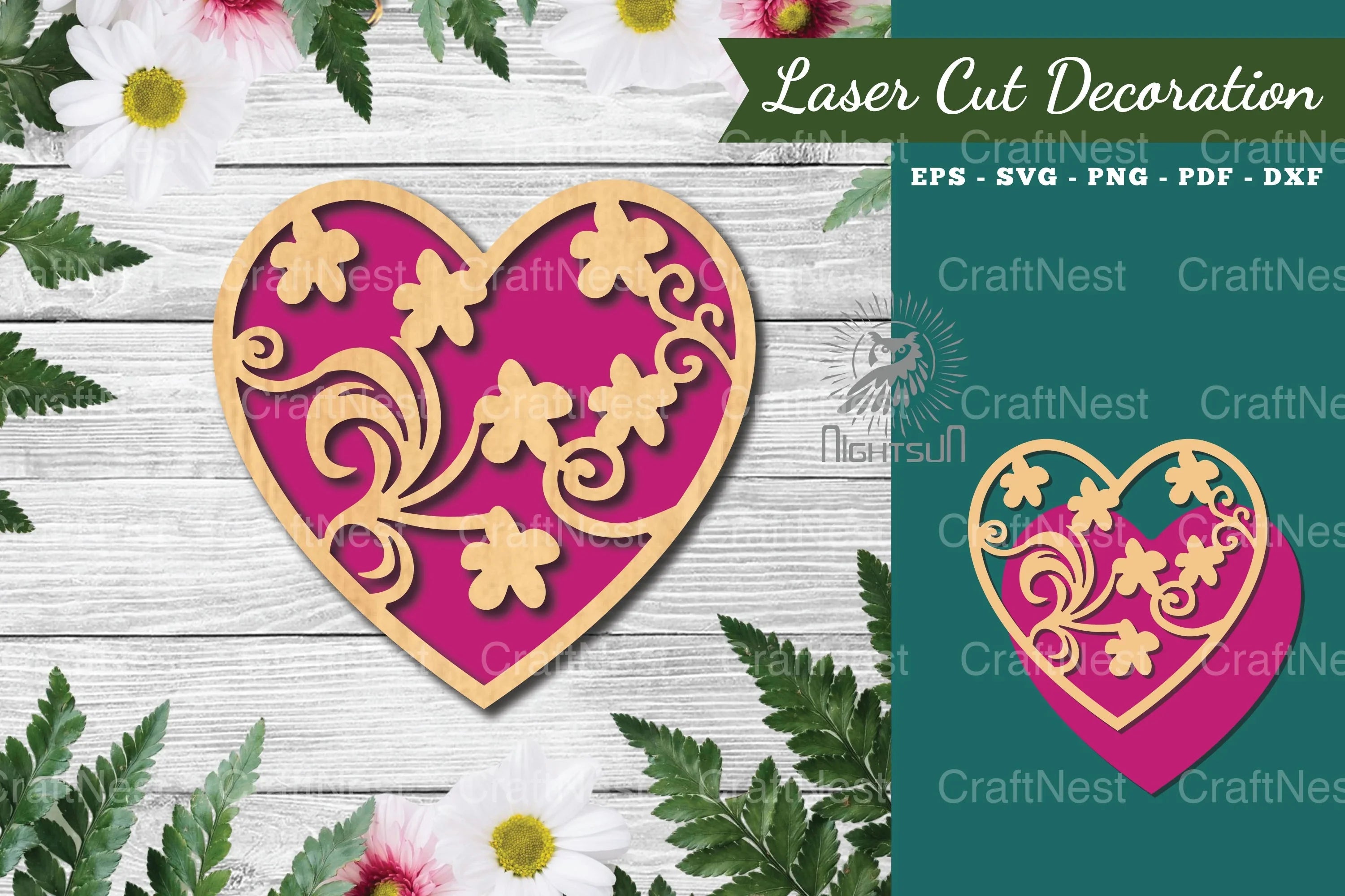 Floral Heart Laser Cut Decoration Clipart Bundle - CraftNest - Digital Crafting and Art