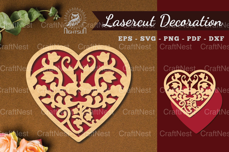 Floral Heart Laser Cut Decoration Clipart Bundle - CraftNest - Digital Crafting and Art