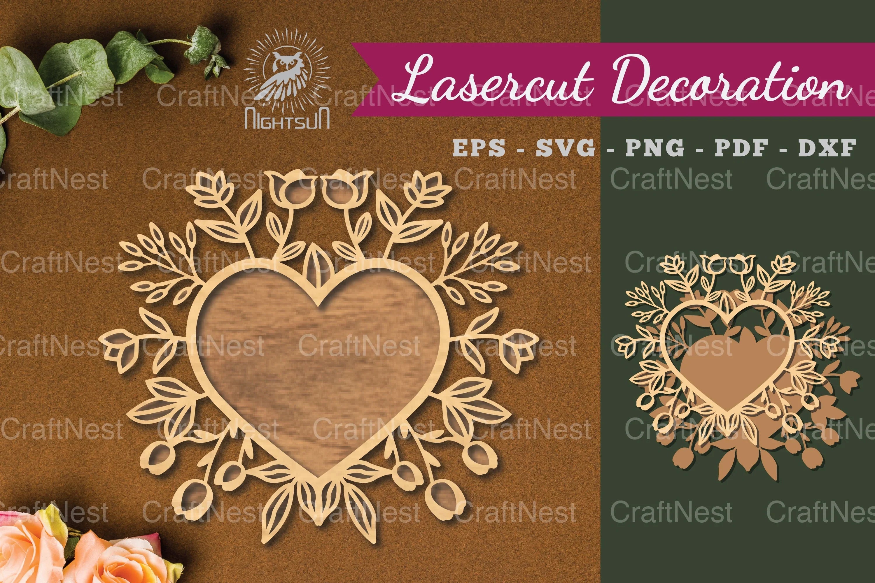 Floral Heart Laser Cut Decoration Clipart Bundle - CraftNest - Digital Crafting and Art
