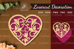 Floral Heart Laser Cut Decoration Clipart Bundle - CraftNest - Digital Crafting and Art