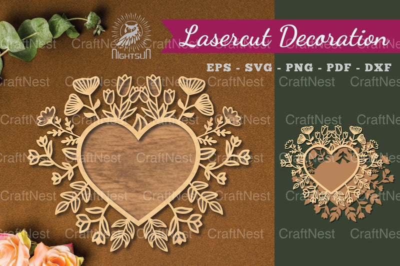 Floral Heart Laser Cut Decoration Clipart Bundle - CraftNest - Digital Crafting and Art