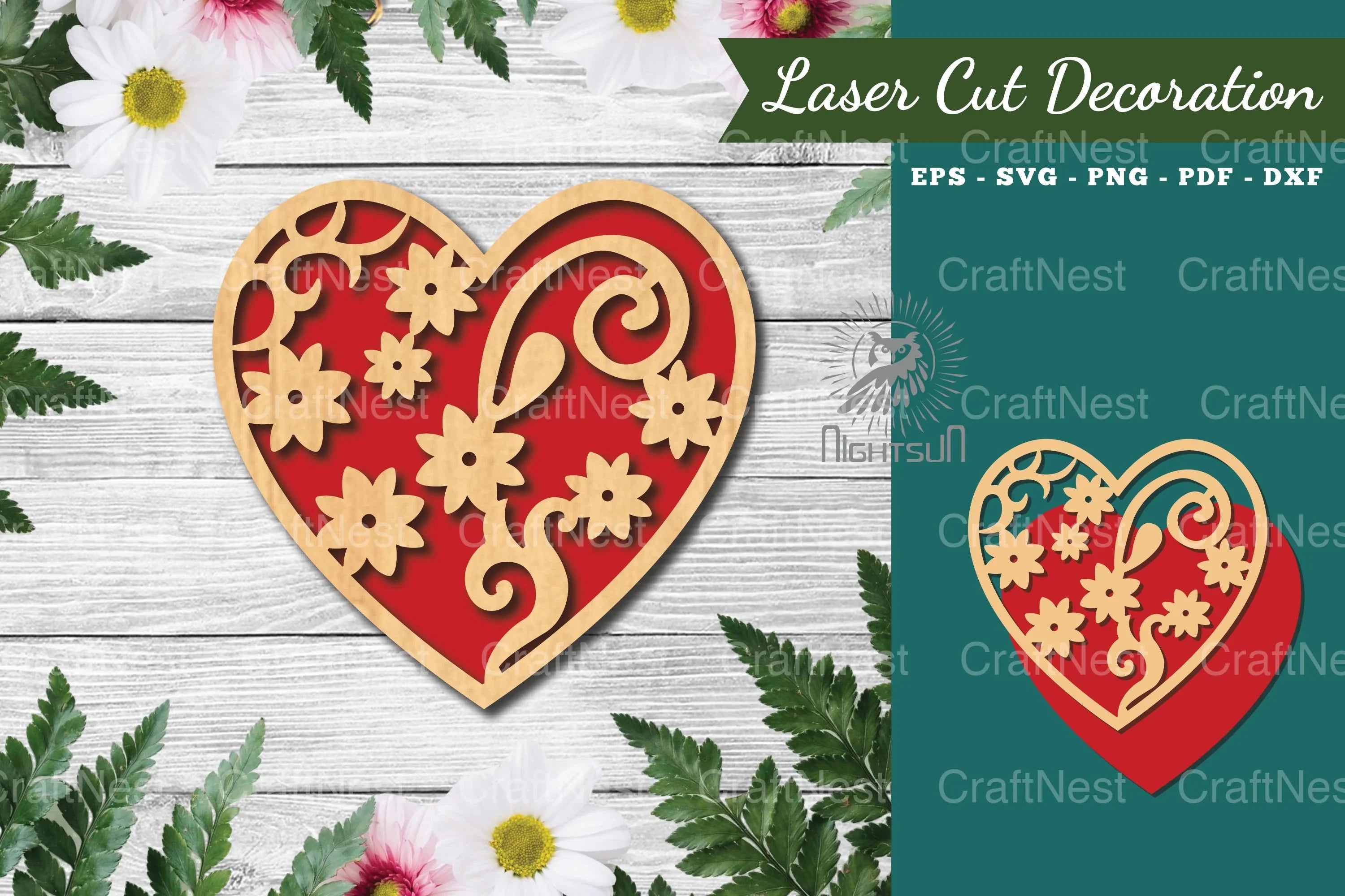 Floral Heart Laser Cut Decoration Clipart Bundle - CraftNest - Digital Crafting and Art