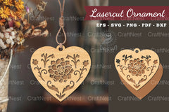 Floral Heart Laser Cut Ornament Clipart Bundle - CraftNest - Digital Crafting and Art