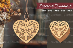 Floral Heart Laser Cut Ornament Clipart Bundle - CraftNest - Digital Crafting and Art