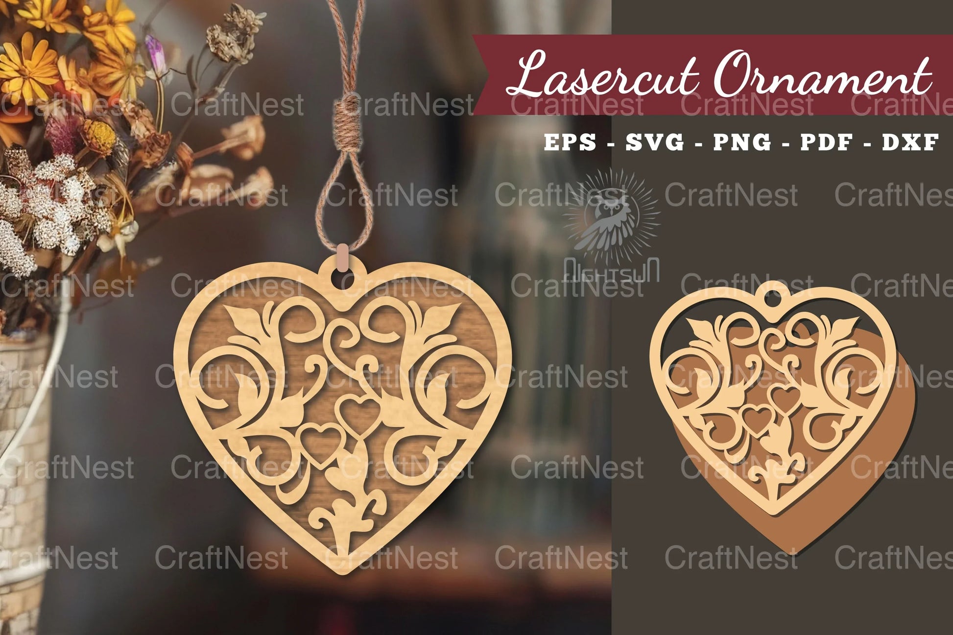 Floral Heart Laser Cut Ornament Clipart Bundle - CraftNest - Digital Crafting and Art