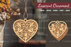 Floral Heart Laser Cut Ornament Clipart Bundle - CraftNest - Digital Crafting and Art