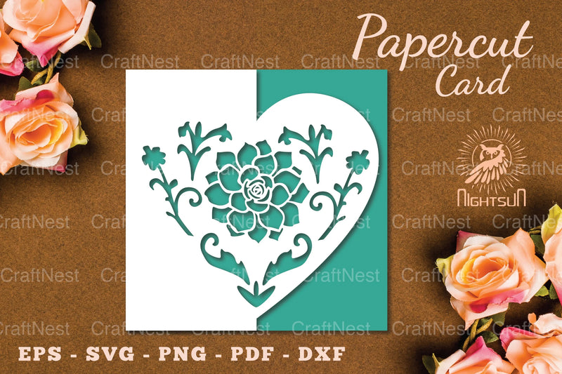 Floral Heart Papercut Card SVG Bundle - CraftNest - Digital Crafting and Art